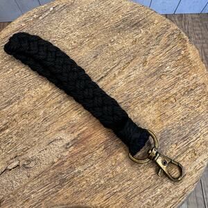 Black Wristlet Purse Strap Macrame Bag Charm Keychain Accessory NEW